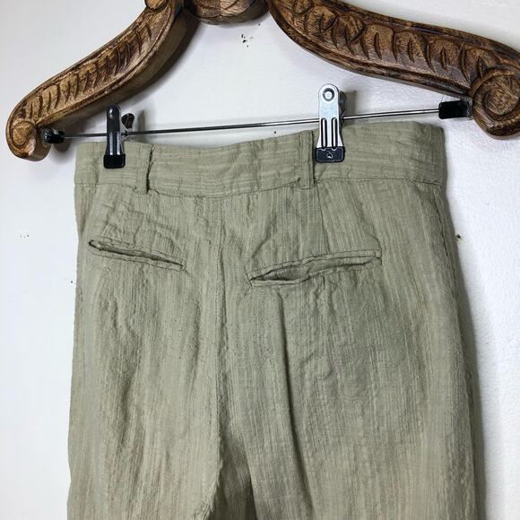 Urban Outfitters Pants Summer Cotton Slub Button Fly Straight Leg Pale Green 2 - Picture 6 of 8